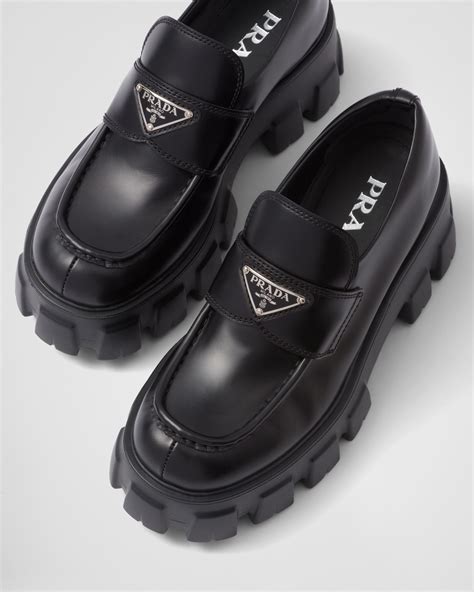 womens vintage black prada loafers|prada monolith loafers women's.